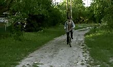 Hot blowjob during summer cycling ride with handjob action. 😎