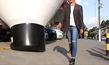 fucking the street guy, sucking his cock hard in pov