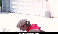 Petite teen bent over for face fucking blowjob