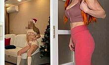 Stepmom and stepdaughter masturbate together, cumming hard on New Year's Eve