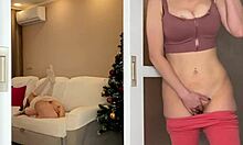 Stepmom and stepdaughter masturbate together, cumming hard on New Year's Eve