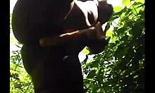 Ebony Secretary's Flexible Legs in Outdoor Fuck