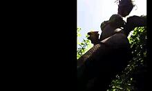 Ebony Secretary's Flexible Legs in Outdoor Fuck