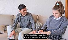 stepfather soothes his furious stepdaughter with sneaky moves