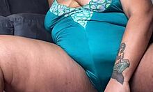 Fat hairy pussy BBW rubs herself with a dildo