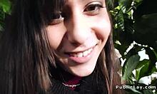 Damn, this Romanian babe takes a huge dick outdoors! 🔥