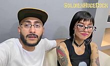 Beautiful tattooed girl kicks off porn career with insane deepthroat action!