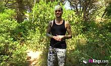 blind outdoor date between a great brunette and a horny dude