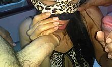 brunette amateur fucks monster cock in threesome?