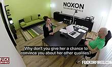 Teeny slut fucks boss hard