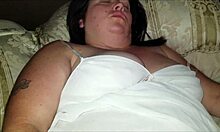 this bbw is so horny, fingering herself in dirty panties and gulping down cum...