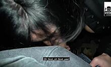 Skinny milf lady paris gets banged on berlin's main road in public outdoor scene, deepthroat and fucking her big tits