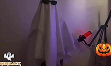 Gay Amateur in Lingerie Celebrates Halloween Outdoors