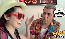 this cute teen girl in pigtails gets a HARD FUCK from the older hostel owner after her selfie craze