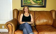 On Casting Couch, Masturbating Before Sucking Cock Hard!