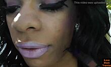 Solo black tranny strokes her cock