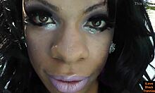 Solo black tranny strokes her cock
