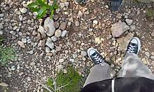 amateur couple - blowjob with cum in mouth on the mountain