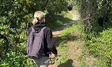 amateur couple - blowjob with cum in mouth on the mountain