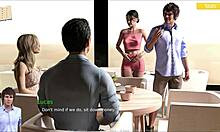 in rosewater manor, the mature character shows off her outfit and tits.