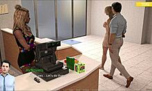 in rosewater manor, the mature character shows off her outfit and tits.