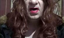 Crossdresser gives himself machine masturbation in shy homemade session