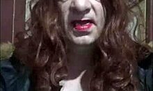 Crossdresser gives himself machine masturbation in shy homemade session