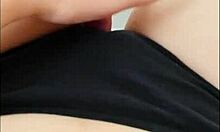 teen masturbates in black panties and squirts rough