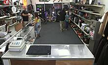 A woman who is adventurous has sex in a shop