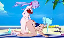 3D Futanari Porn with Cagliostro and Yukine's Big Boobs