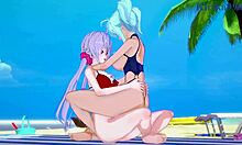 3D Futanari Porn with Cagliostro and Yukine's Big Boobs