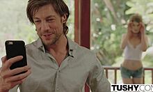 tushy tiny teen bends over for hardcore ass gaping. her tight hole rides and takes a deep creampie.