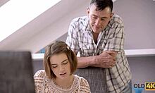 natural-tittied hussy rides old man in cowgirl blowjob twosome 😏