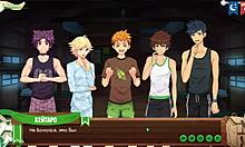 in game friends camp, keitaro jerks off in shower with russian voice acting