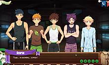 in game friends camp, keitaro jerks off in shower with russian voice acting