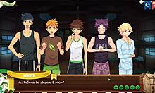 in game friends camp, keitaro jerks off in shower with russian voice acting