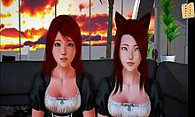 In my new family, the redhead amateur shows her big ass and tits