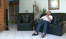 Young babe sucks and rides old dick with passion