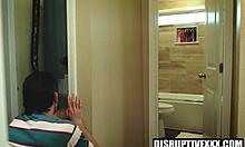 Suggestive-Neutral gay roommate slips into shower for unexpected fun with friend