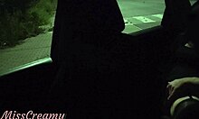 My wife squirts passionately in public parking, caught fucking a voyeur.