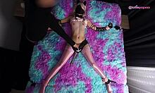 Damn! Petite cutie tied up, cumming nonstop as I fill her tight hole