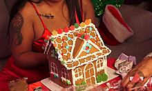 we continue making our gingerbread house together for christmas