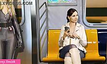 Masturbation Fantasy on the Way Back Home with Bubble Butt Flashing