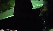 My wife squirts passionately in public parking, caught fucking a voyeur.