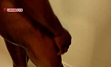 Black straight guy showers at gay friend’s house, damn hot!