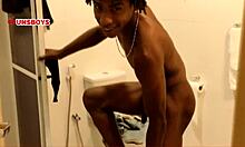 Black straight guy showers at gay friend’s house, damn hot!