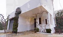 Couple seduces maid for steamy lingerie sex in stockings