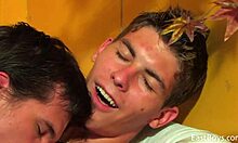 Best friends fuck bareback anal!