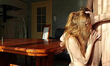 wife cheats with step brother on the desk at home