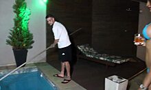 I went to clean the boss's pool and ended up fucking her - part 1